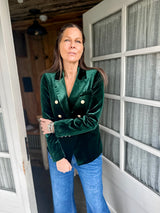 Blazer Victoria de terciopelo verde esmeralda