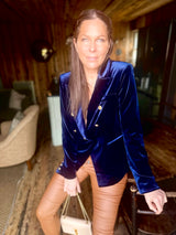Blazer Victoria de terciopelo azul marino