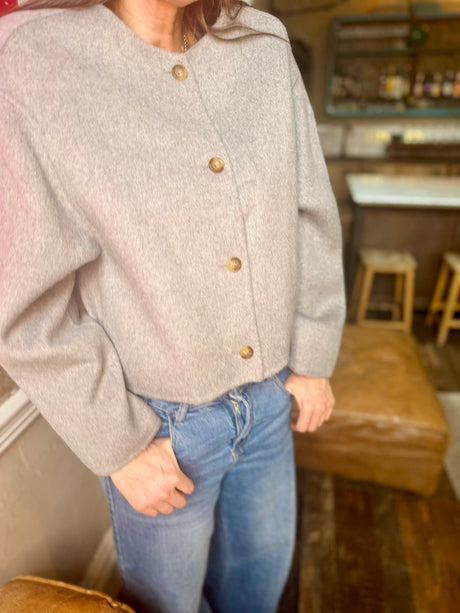 Chaqueta corta de lana Liv - Gris