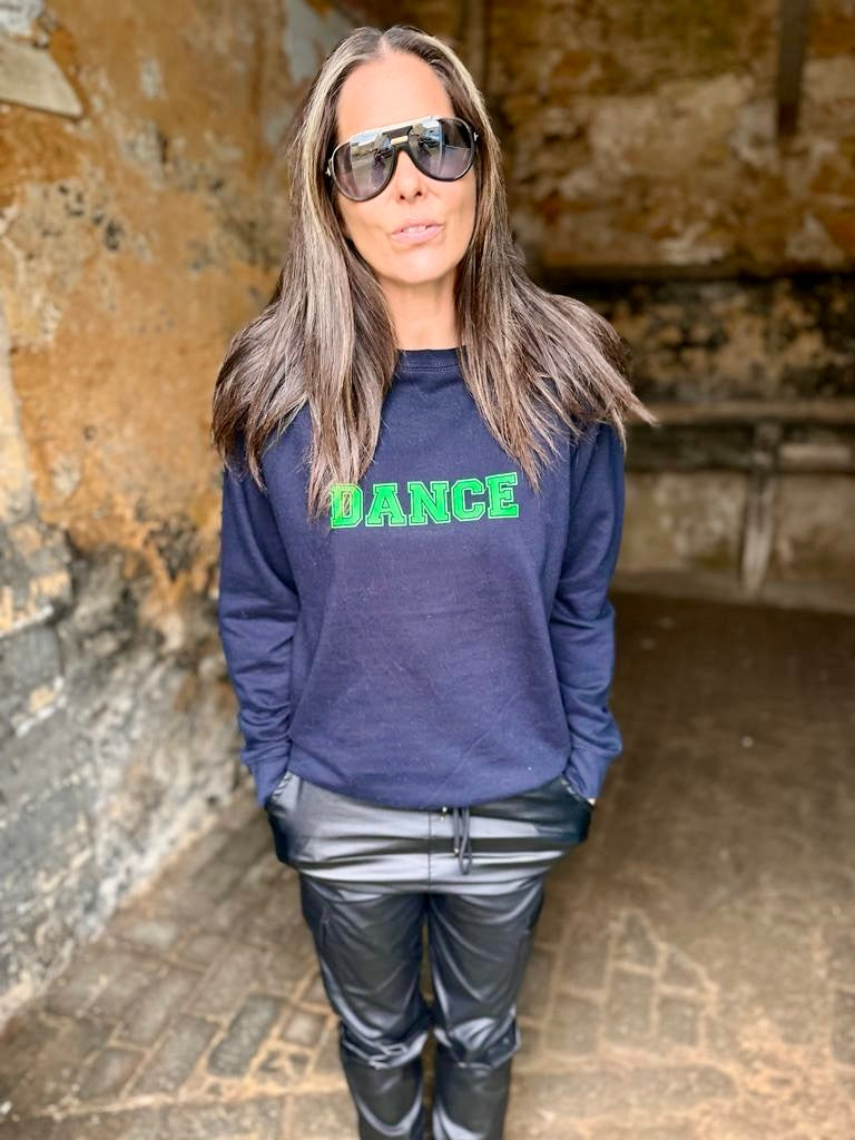 Sudadera DANCE azul marino verde neón