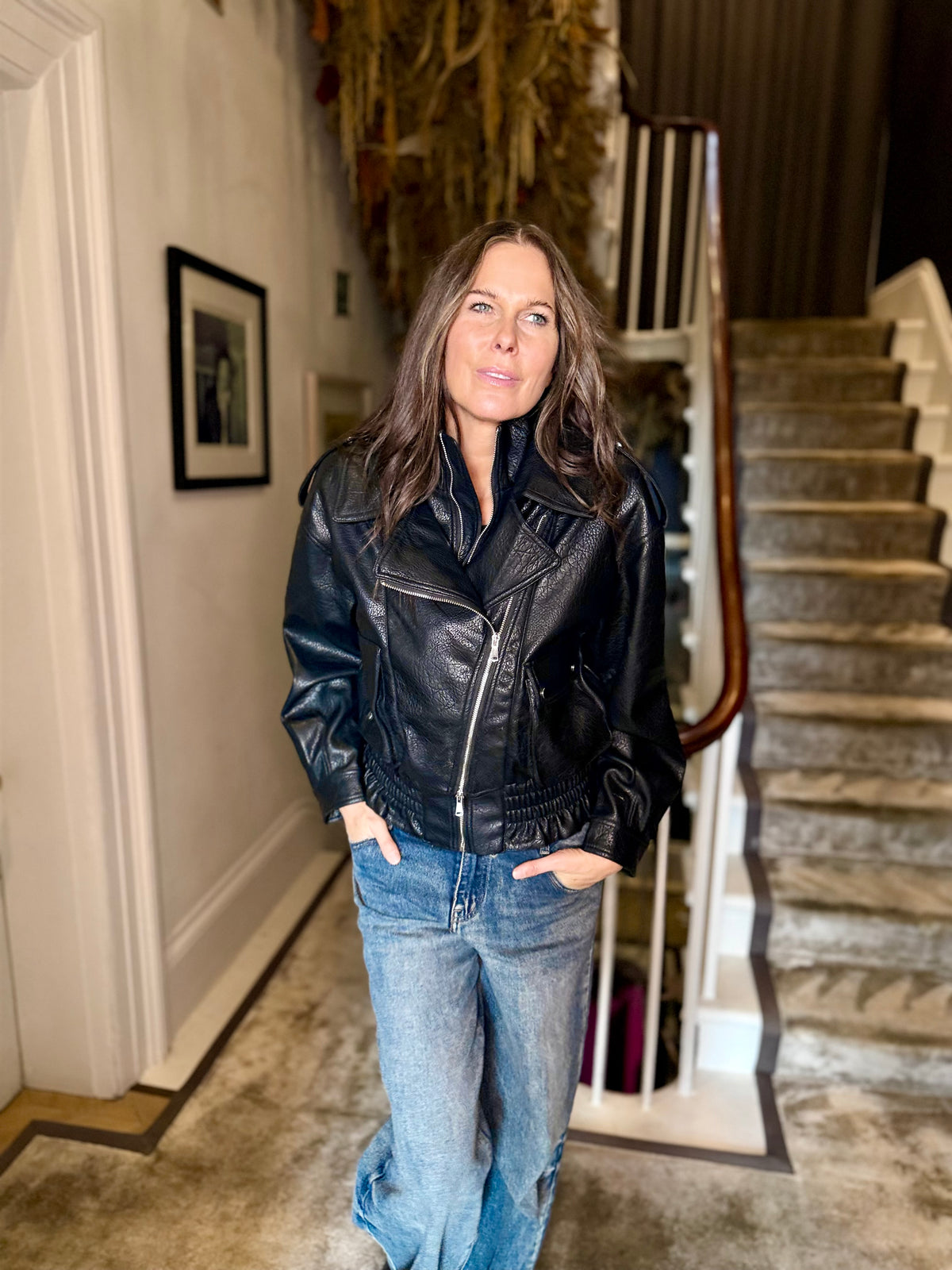 Cleo Faux Leather Jacket - Black