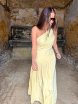 Louise One Shoulder Dress - Lemon