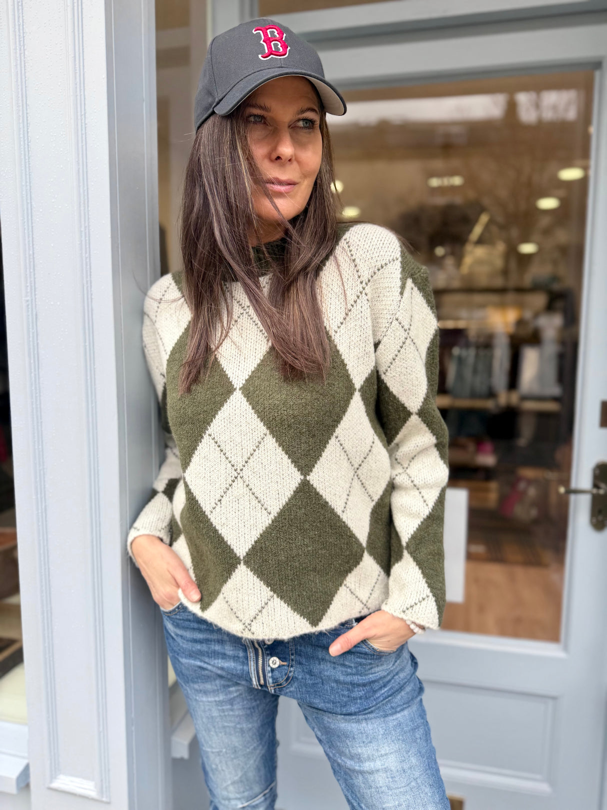 Rosie Argyle Knit - Green