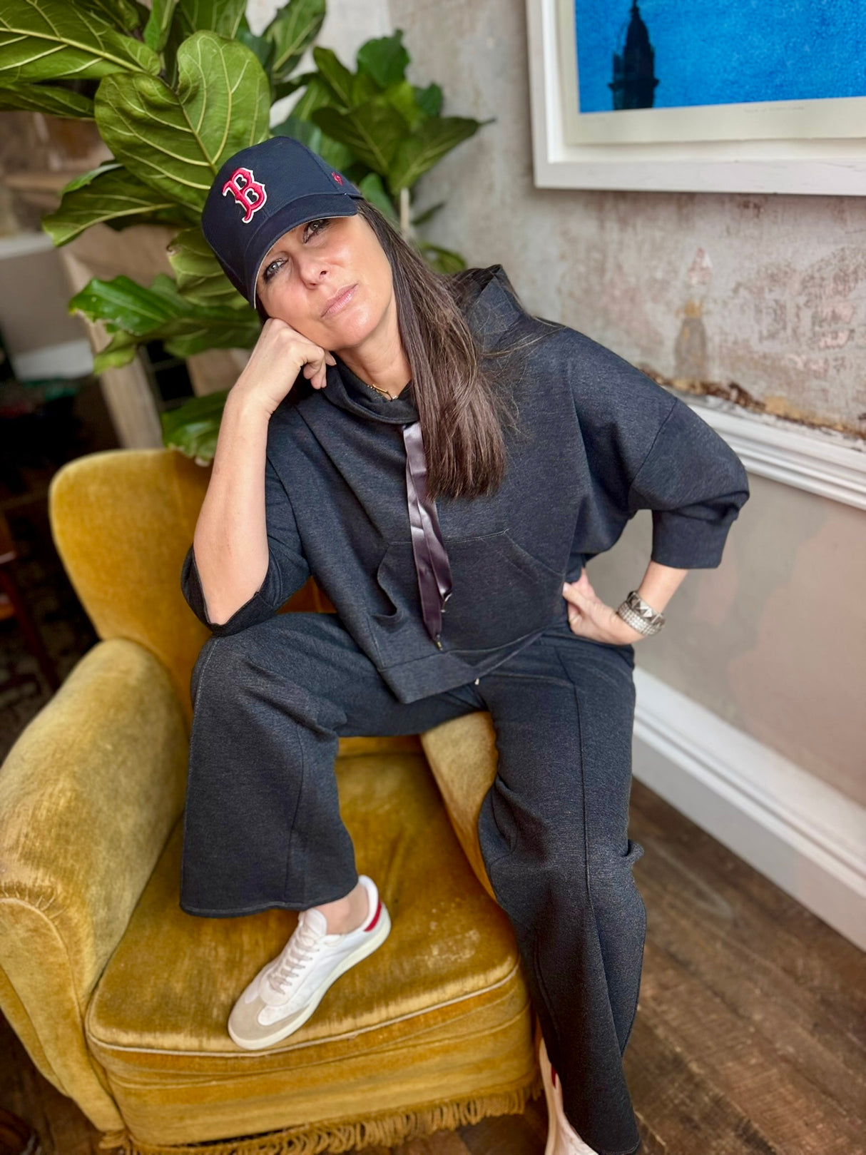 Pantalón deportivo Brooke con corbata de seda - Carbón vegetal