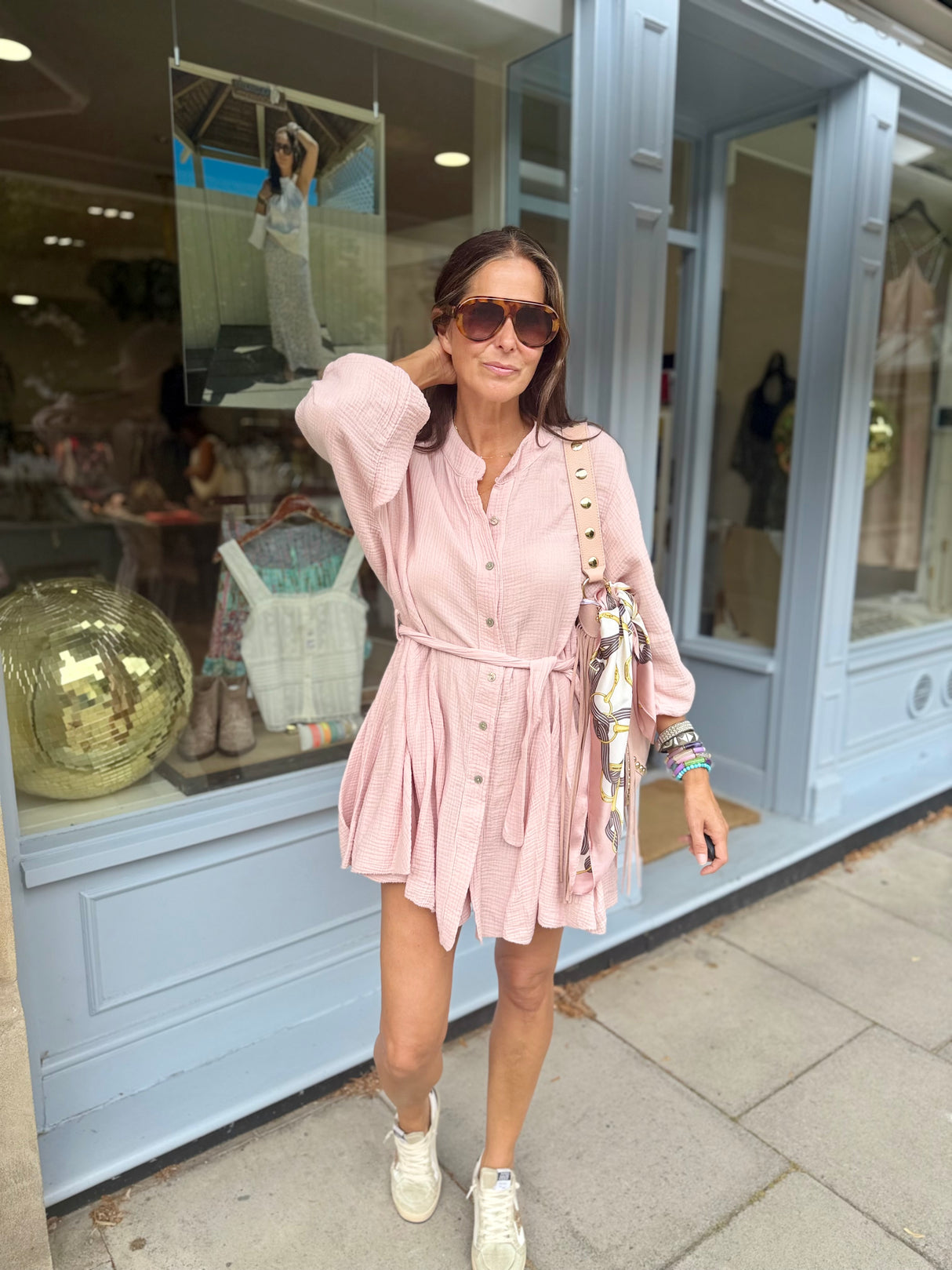 Minnie Cotton Mini Dress- Soft Pink
