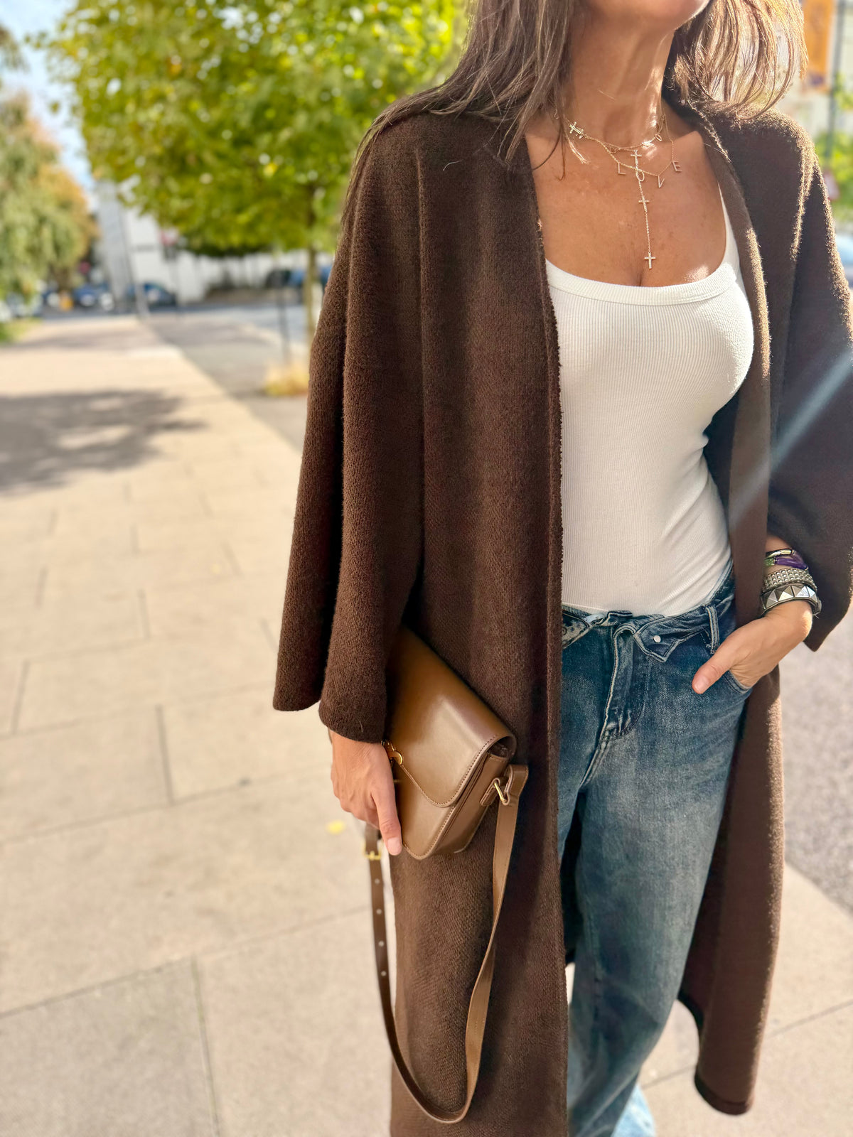 Saville Long Line Knit - Chocolate