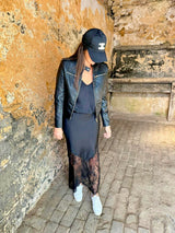 Falda lencero de encaje Saint - Negro