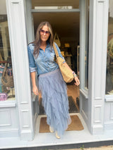 Rosalie Tulle Midi Skirt - Dusty Blue