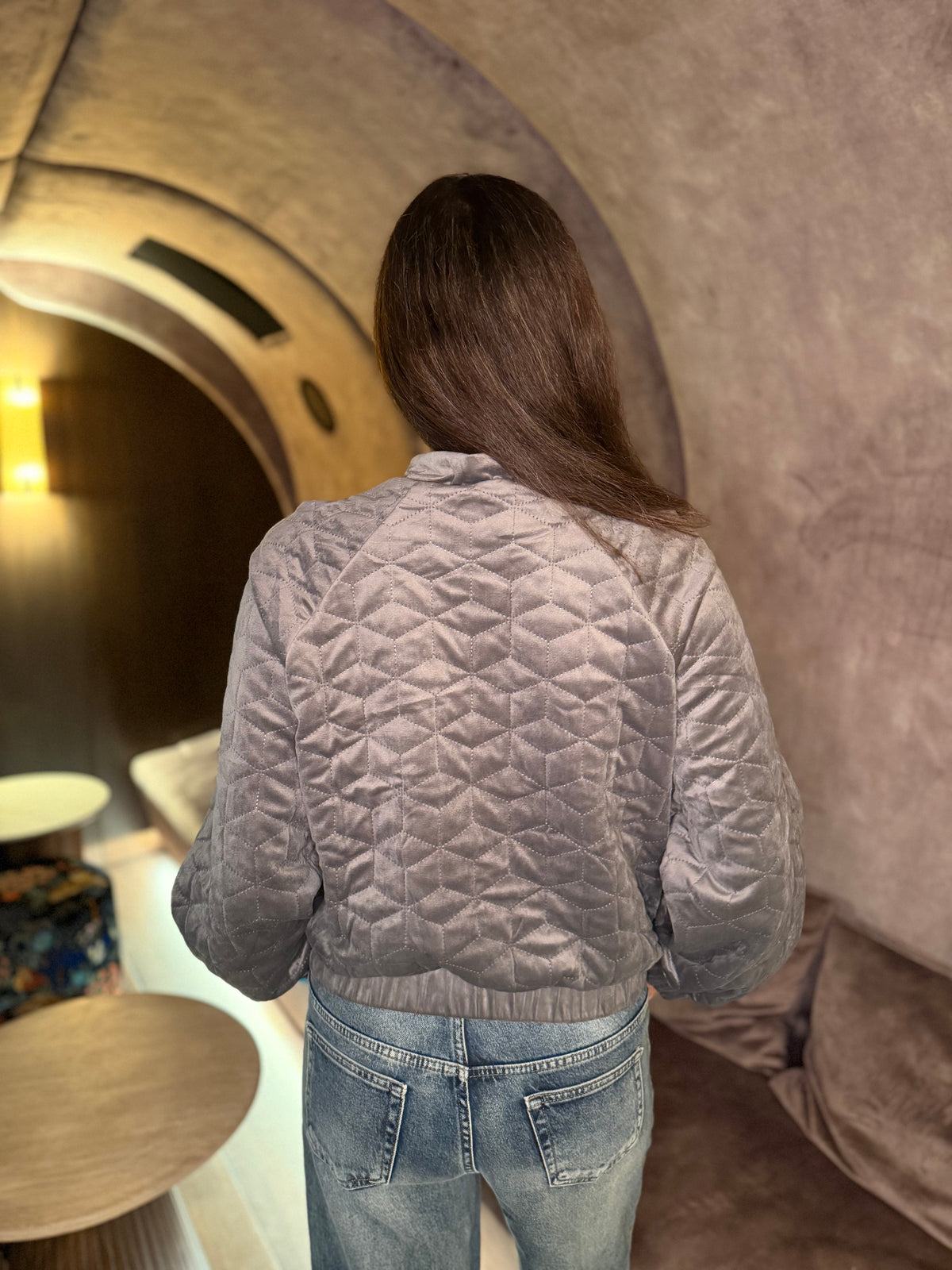 Cherry Padded Jacket - Grey