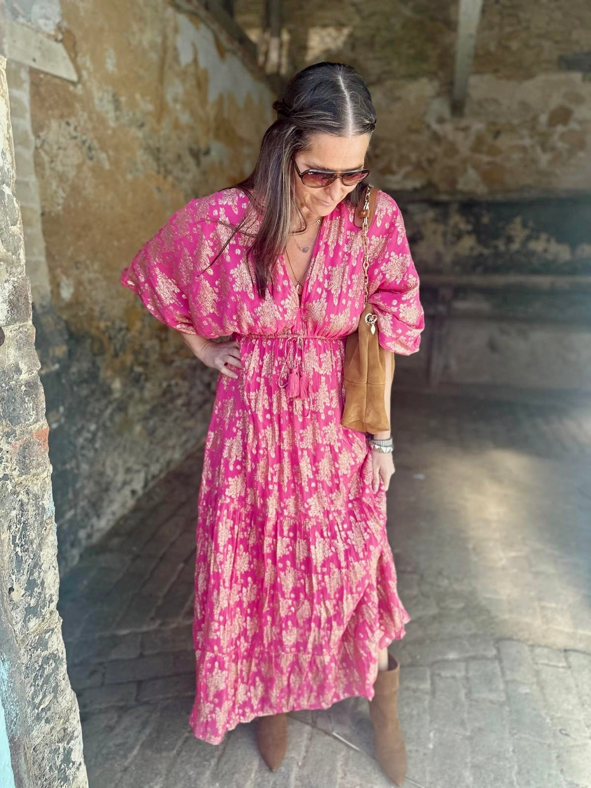 Vestido largo Winnie - Rosa fuerte