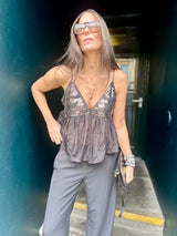 Liza Sequin Camisoles - Black