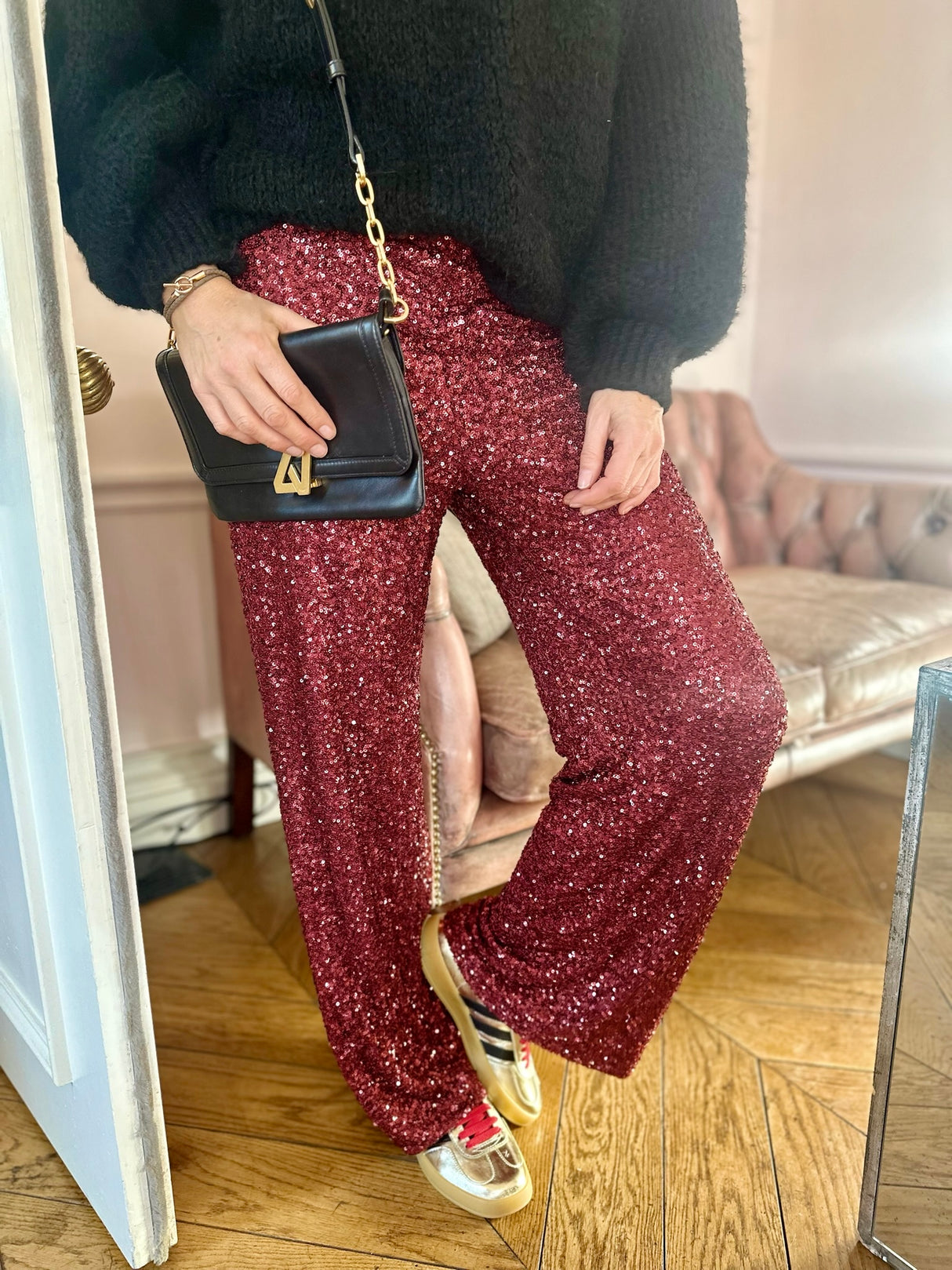 Pantalón de lentejuelas Dion - Rubí