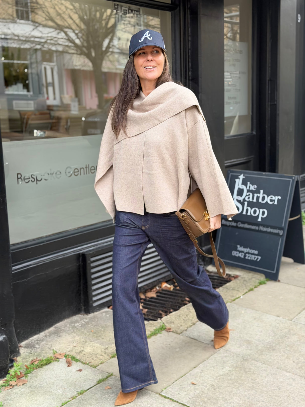 Fliss Knitted Cape with Scarf - Neutral - Limited Edition