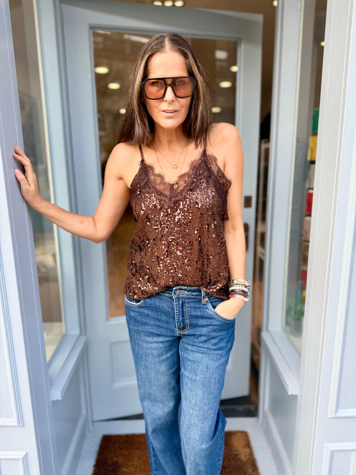 Pride Sequin Cami - Chocolate