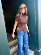 Ophelia Short Sleeve Turtleneck - Chocolate