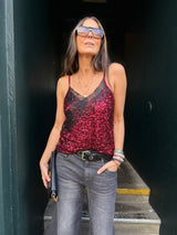 Harley Lace Sequin Cami - Cherry