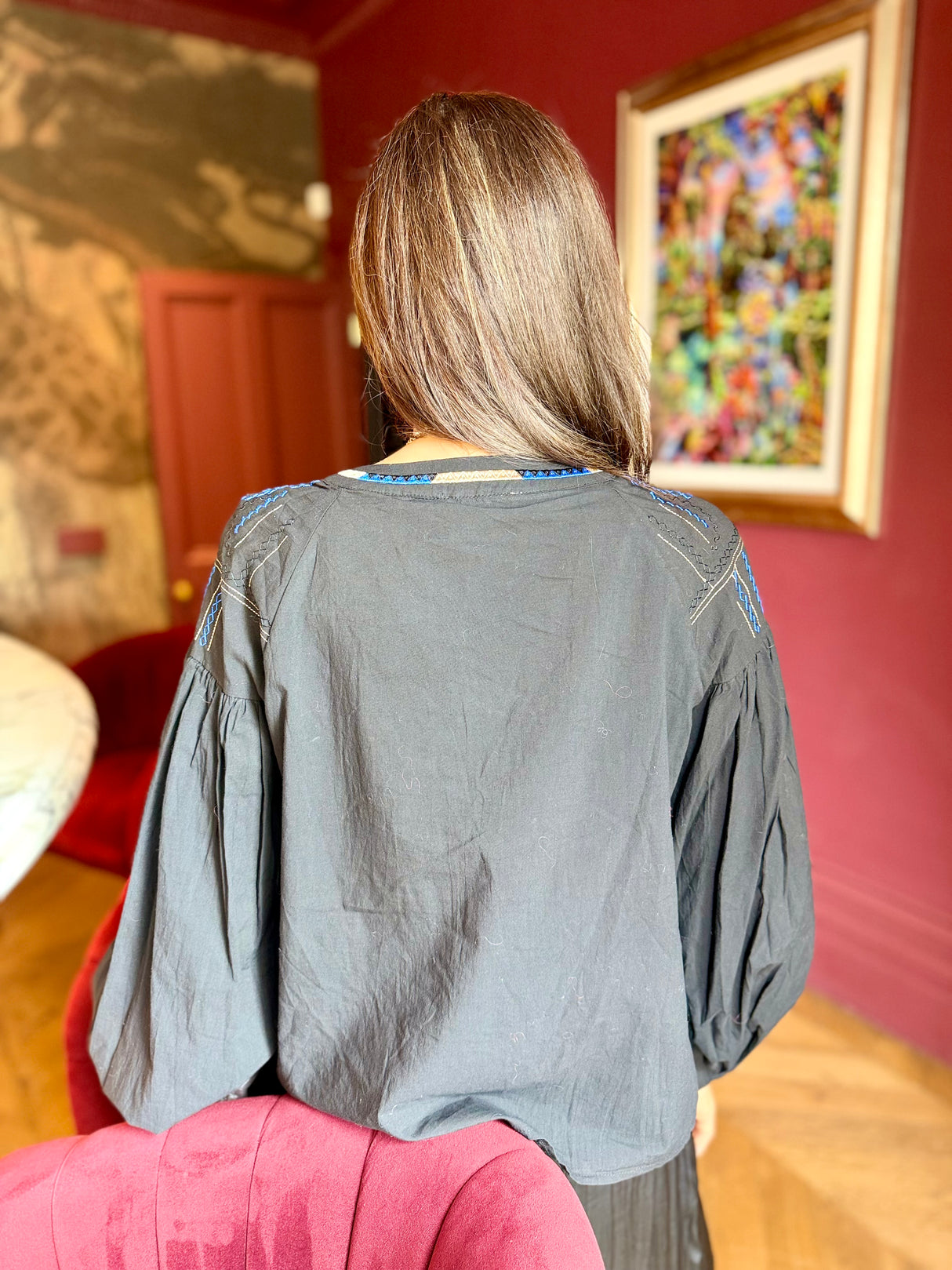 Citrine Blouse With Tassel - Black