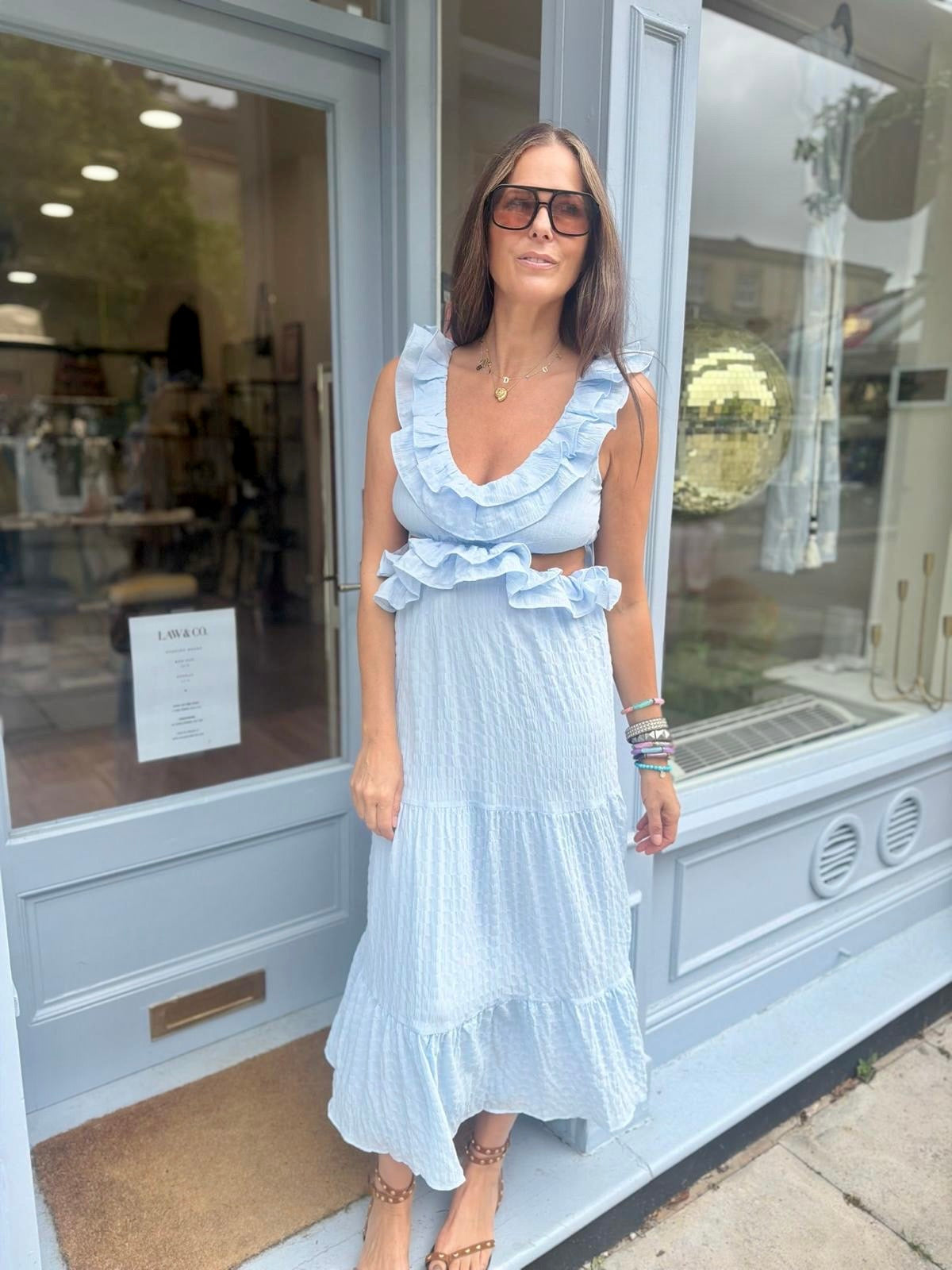 Lila Cut Out Maxi Dress - Ice Blue