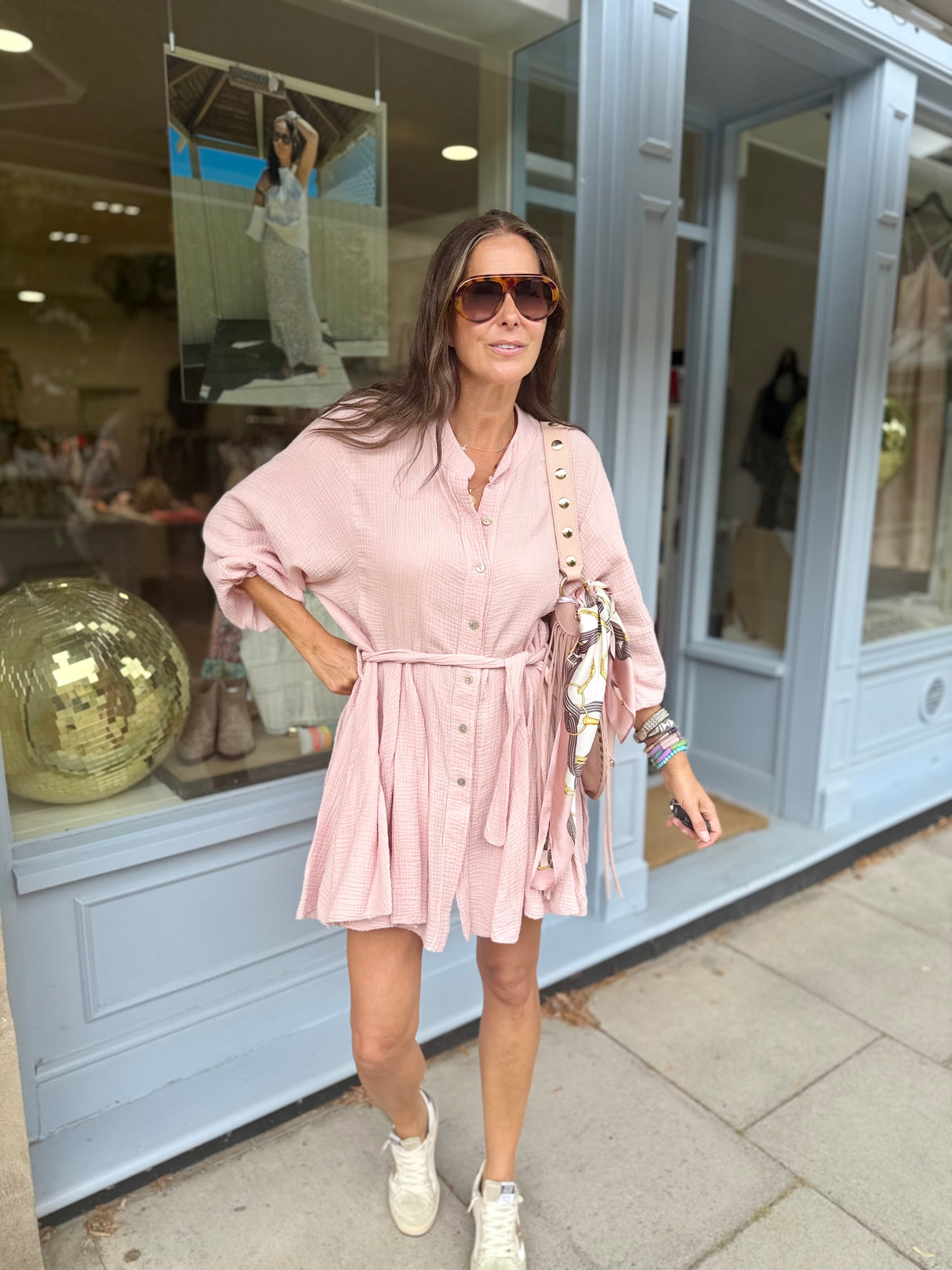 Minnie Cotton Mini Dress- Soft Pink