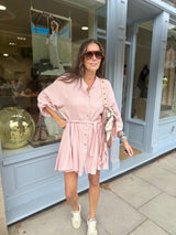 Minnie Cotton Mini Dress- Soft Pink