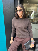 Coral Crew Neck Knit - Chocolate