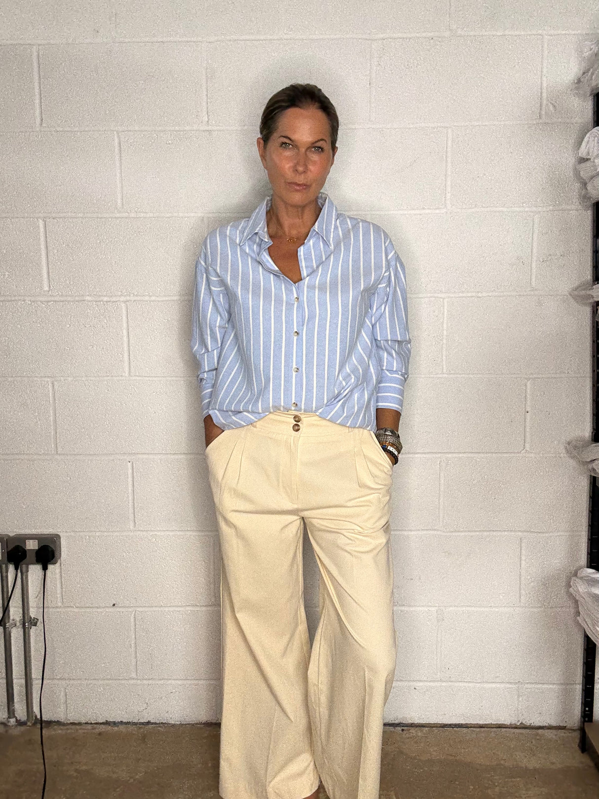 Wide Stripe Essential Shirt - Sky Blue