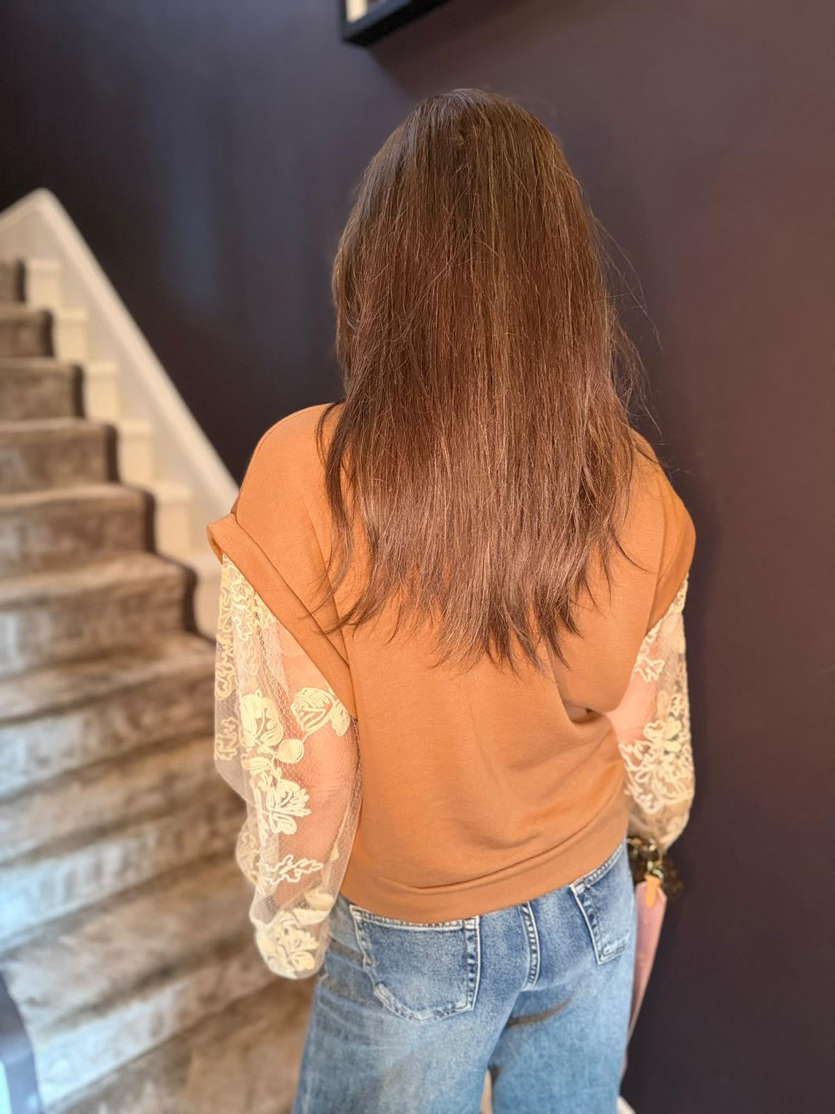 Frost Lace Sleeve Sweatshirt - Coffee **LIMITED EDITION**