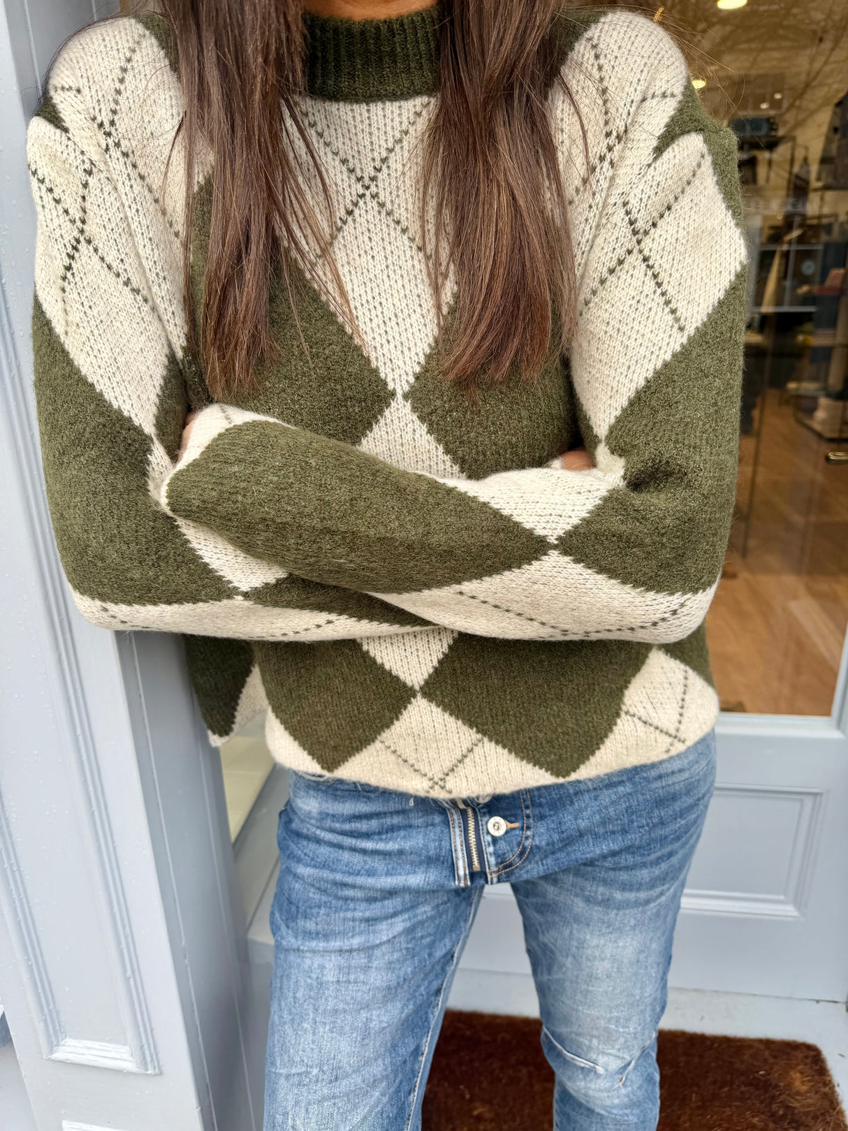 Rosie Argyle Knit - Green