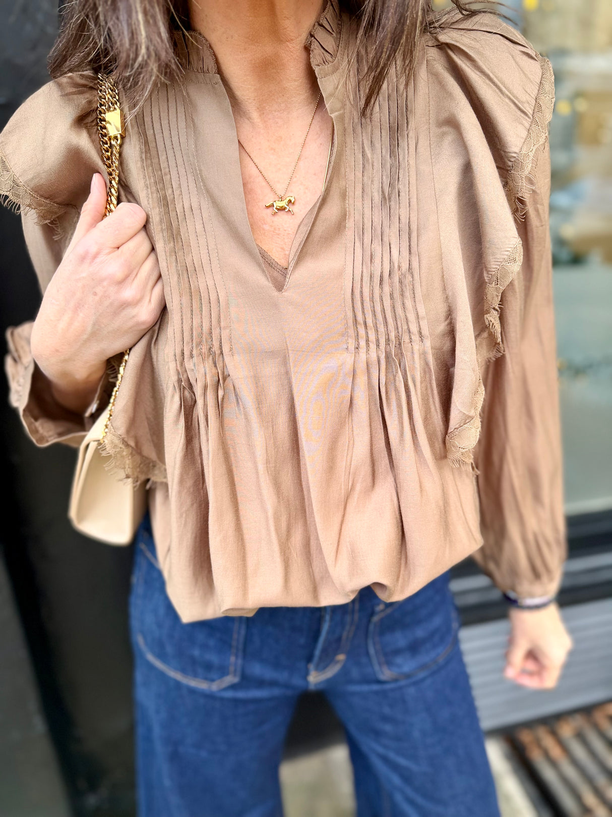Rachel Floaty Blouse Caramel