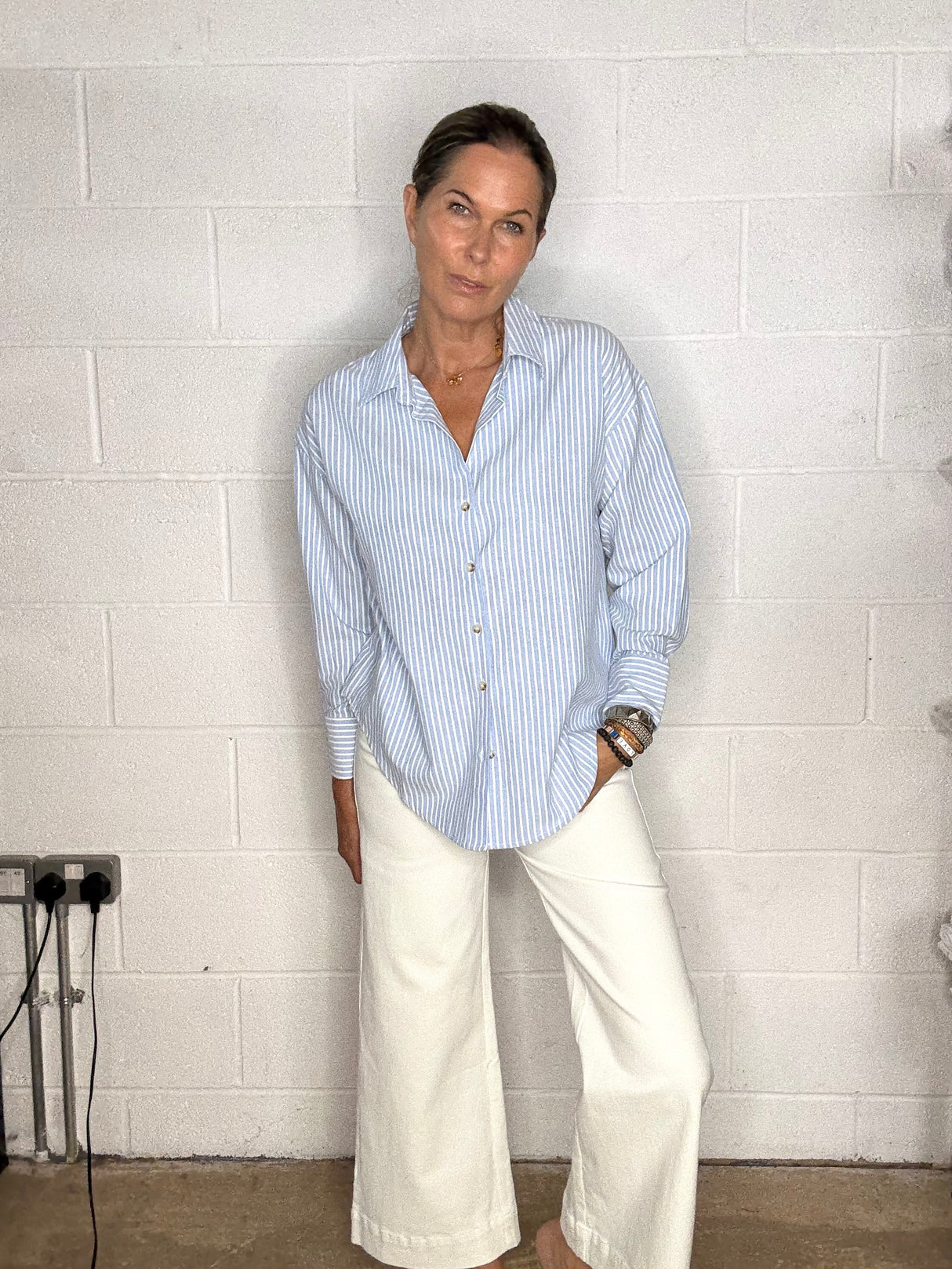 Slim Stripe Essential Shirt - Sky Blue