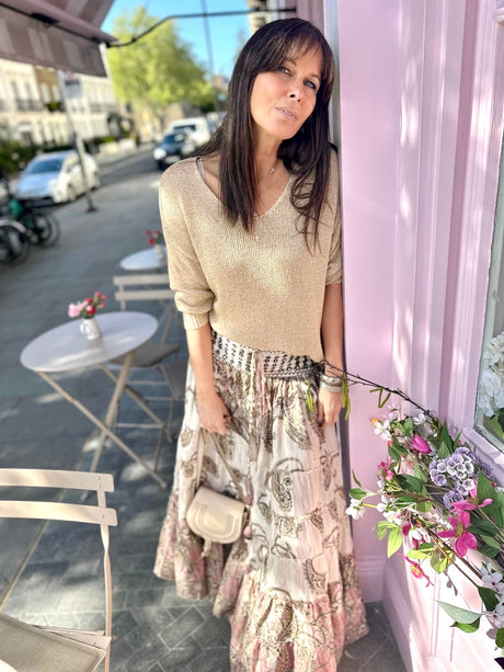Believer Tiered Maxi Skirt Vintage Mauve