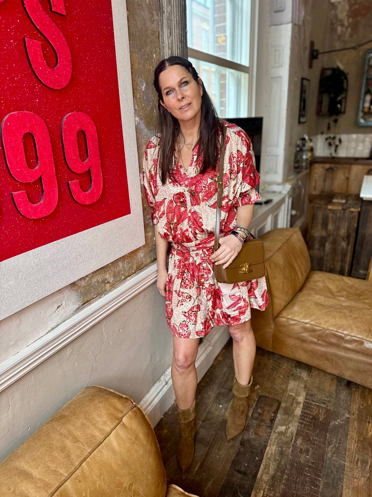Clarissa Printed Dress - Red