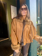 Shauna Faux Suede Bomber - Tan