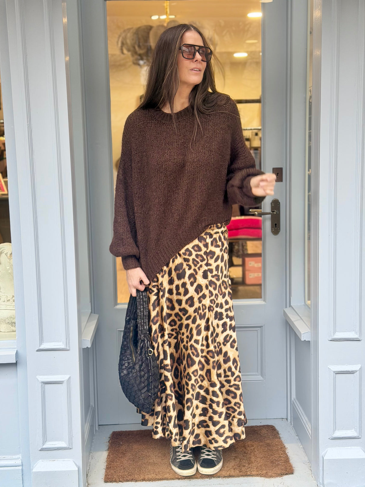 Layla Animal Print Midi Skirt - Amber