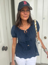 Florence Broiderie Anglaise Top - Navy