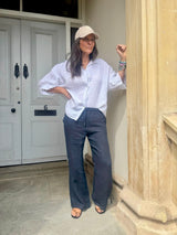 Linen Drawstring Pant - Navy