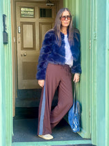 Millie Stripe Pant - Chocolate/Blue