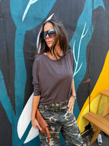 Slouchy LS Top - Choc