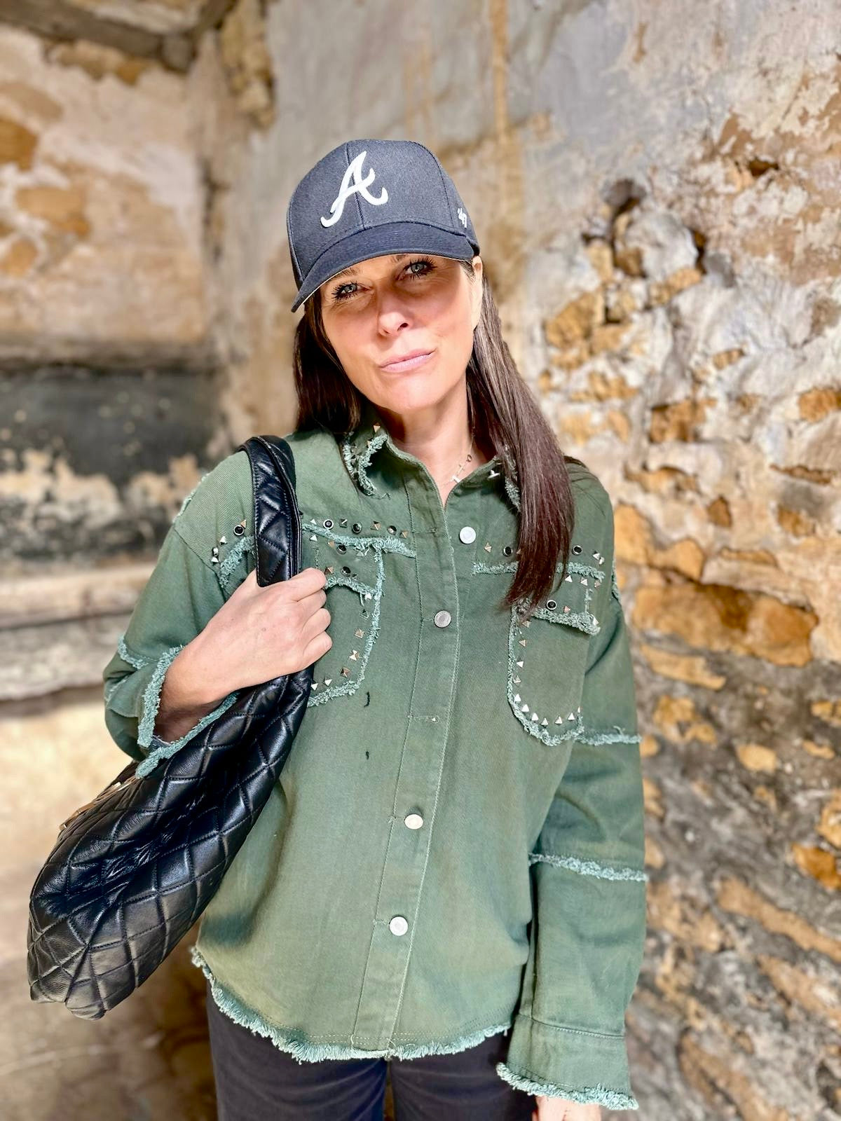 Rocky Studded Cargo Jacket - Green