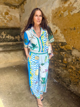 Praia Printed Trouser Set - Blue