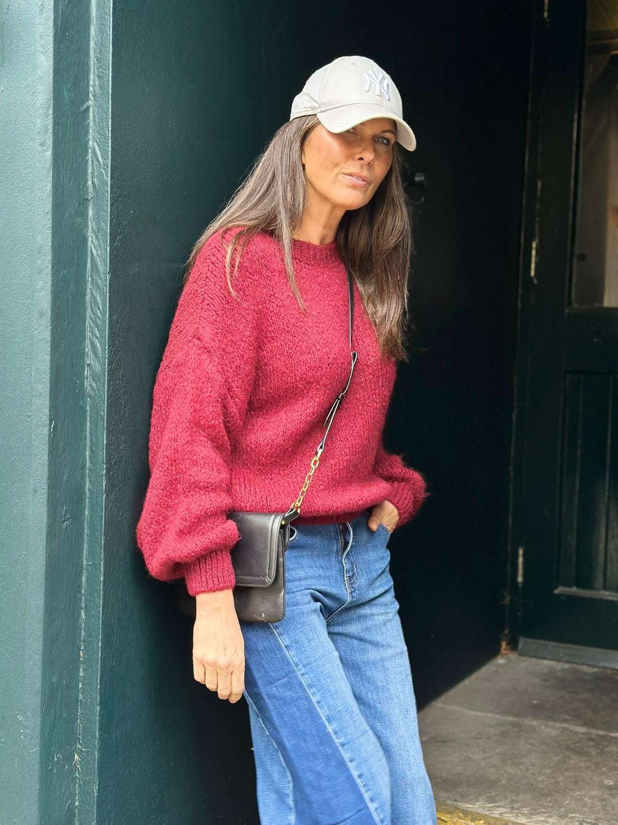 Arlo Wide Sleeve knit - Cherry