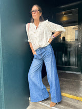 Greta Printed Blouse - Ivory
