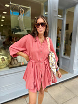 Minnie Cotton Mini Dress - Rust
