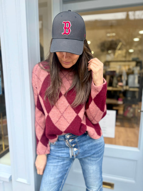 Rosie Argyle Knit - Cherry