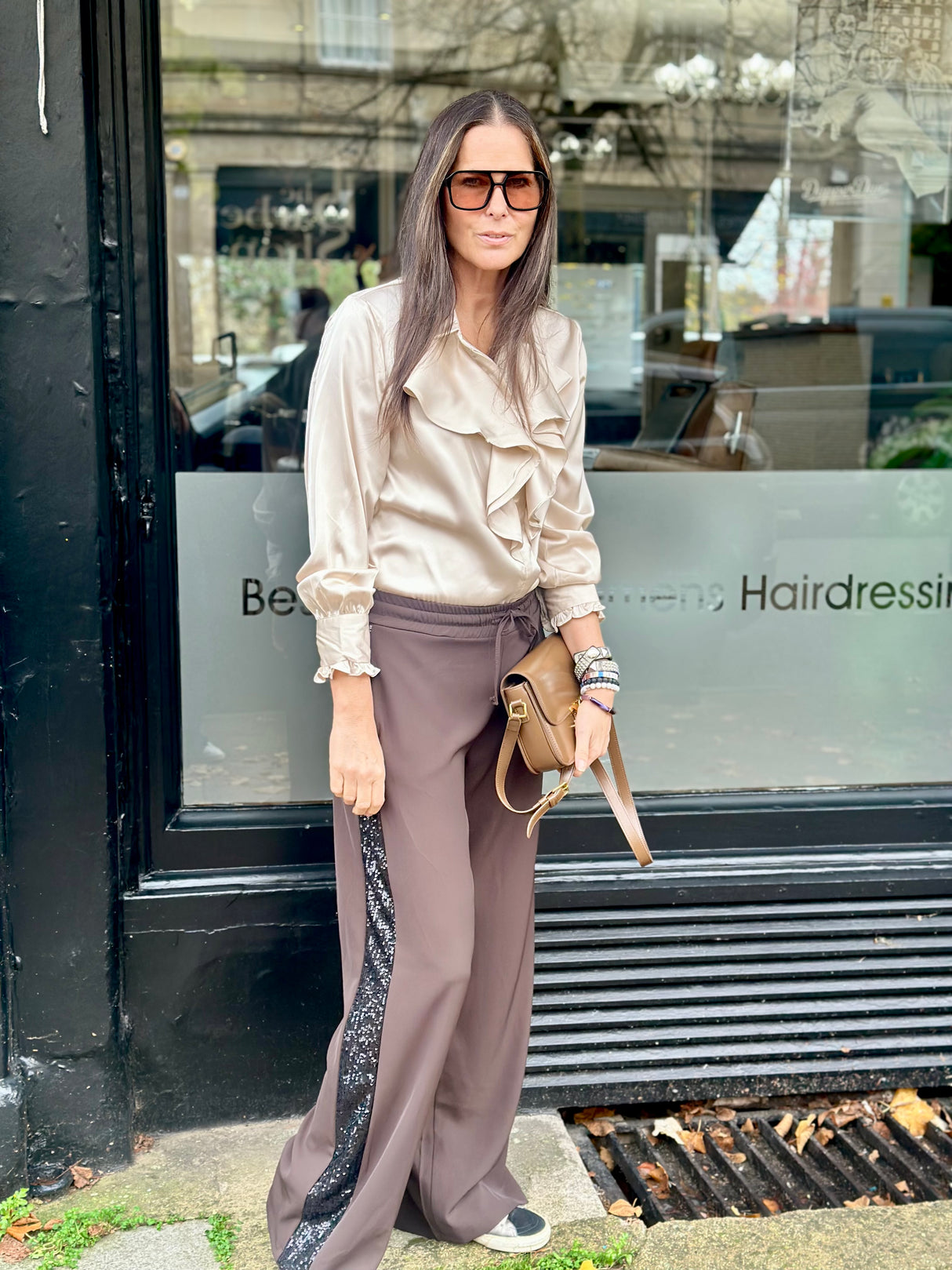 Tempest Pant - Chocolate With Black Sequin