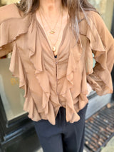 Ruby Ruffle Blouse - Coffee