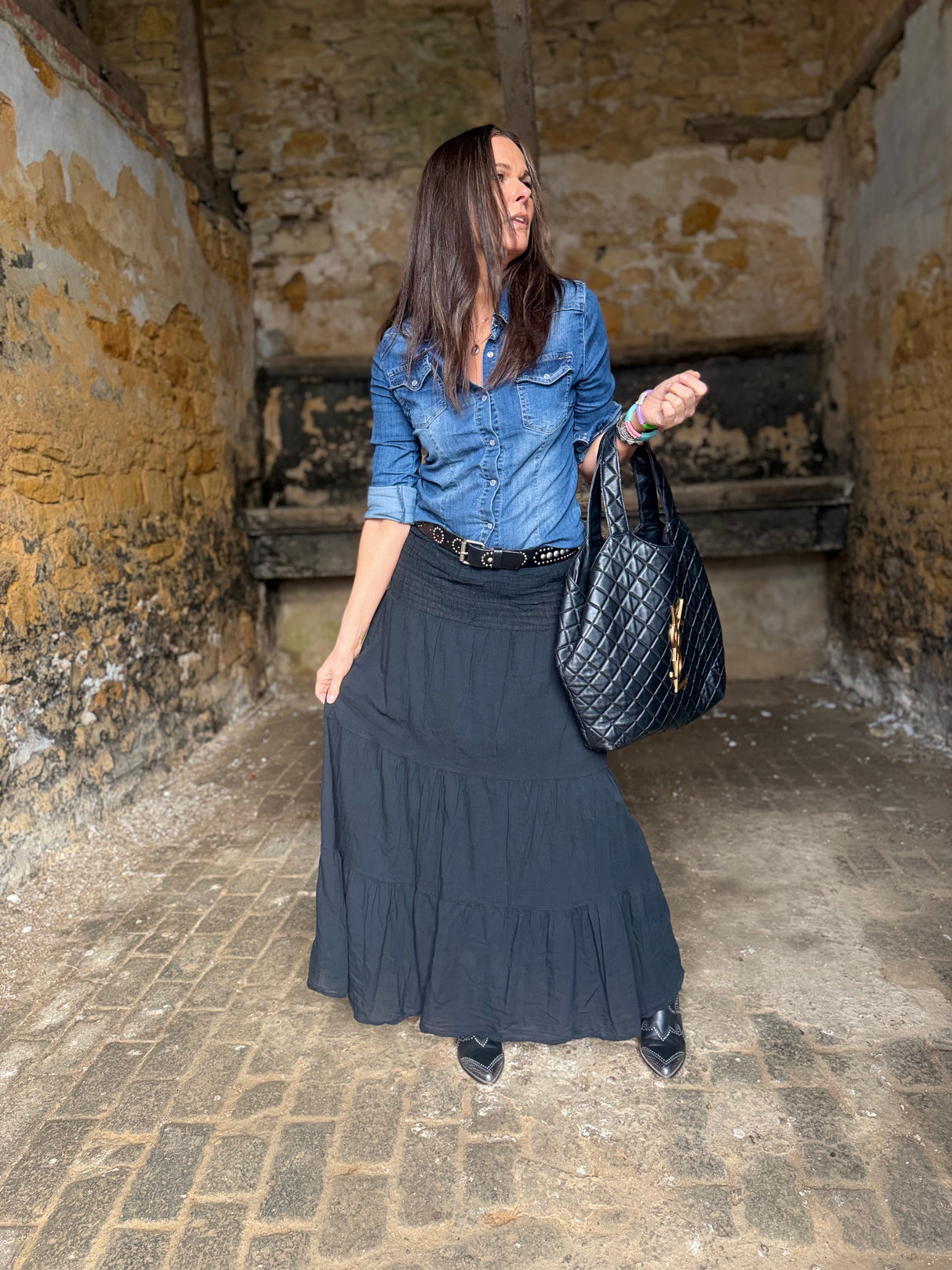 Tatiana Tiered Skirt - Black