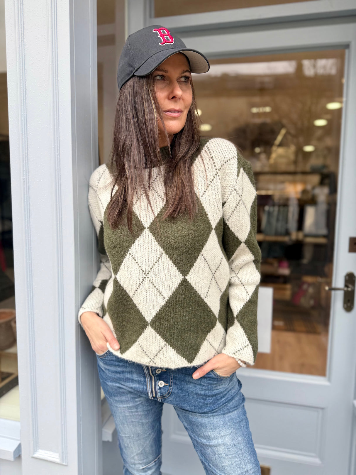 Rosie Argyle Knit - Green