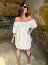 Off The Shoulder Dress- White