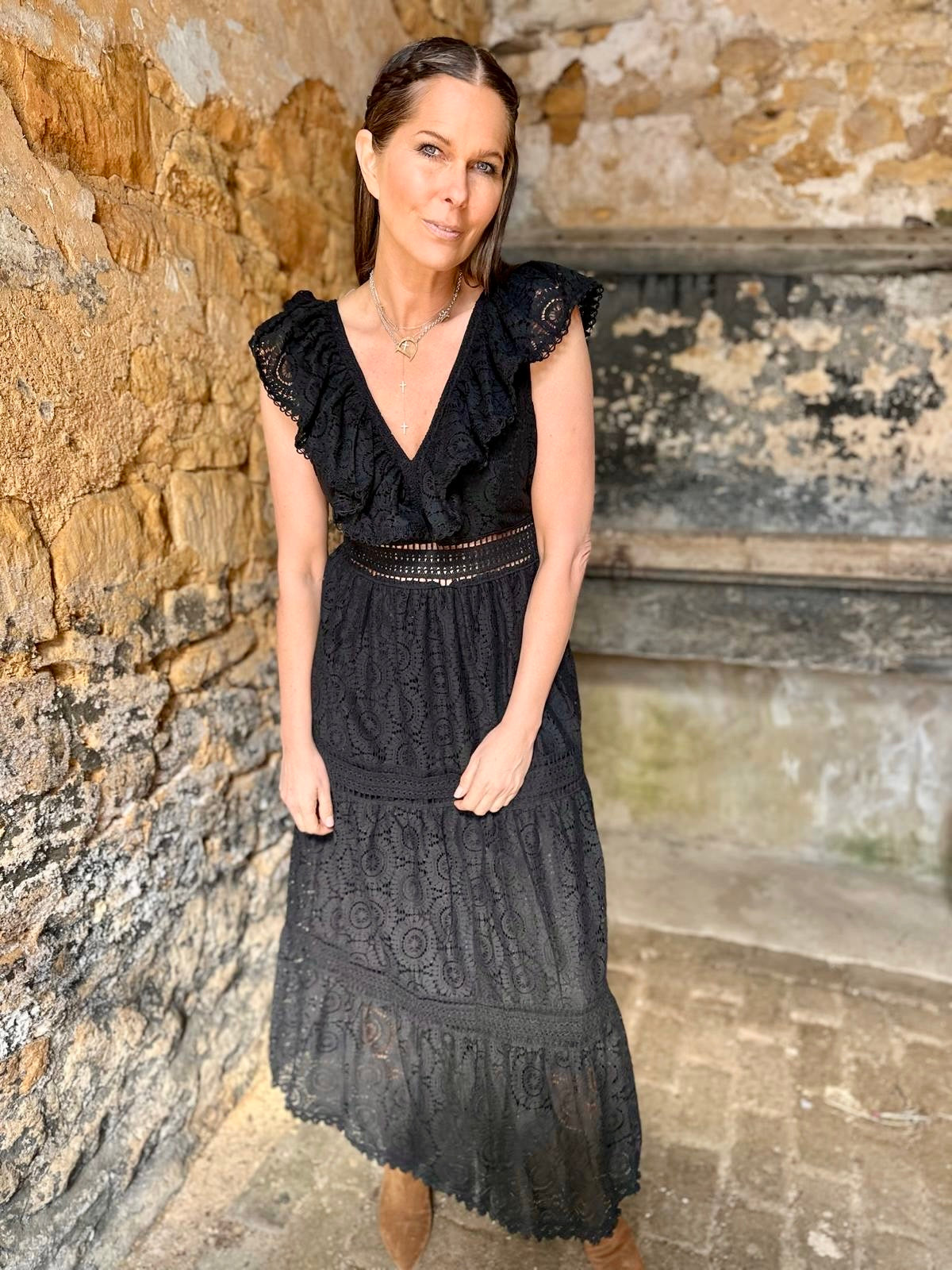 Carter Crochet Maxi Dress - Black